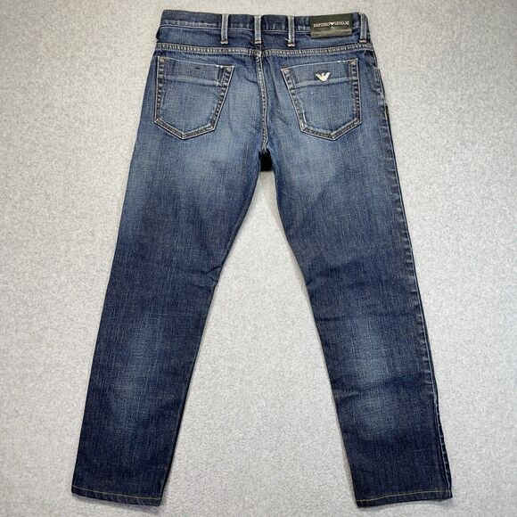 Emporio Armani Jeans Johnny Slim Fit Men’s 31 Medium Wash Distressed Denim - Picture 8 of 16